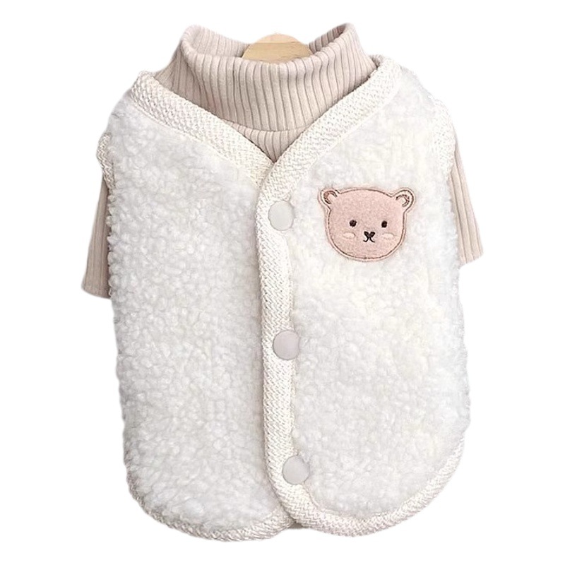 Japonés y coreano lindo otoño e invierno perro oso chaleco camisa de fondo de dos piezas gato polar ropa para perros mascotas
