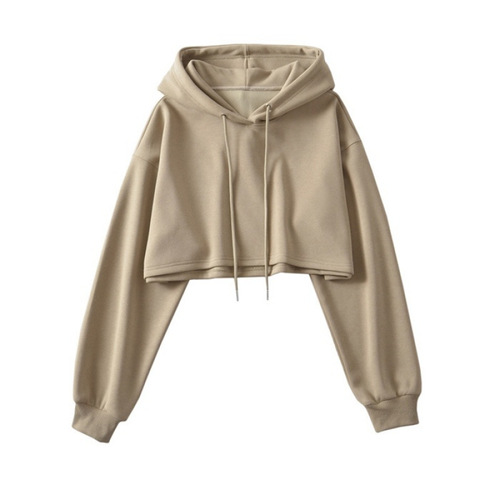 2025 autumn new white American short hooded sweater for women with a loose design, bare navel long-sleeved top for women.