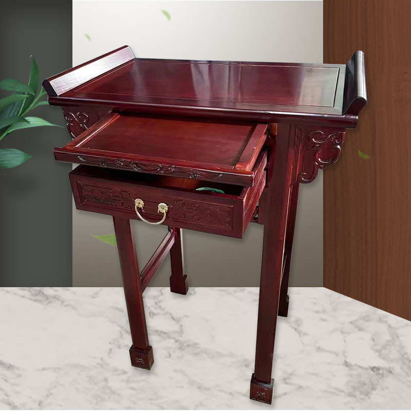 New Chinese-Style Solid Wood Offering Table, Altar, Home-Use Guan Gong Old Elm Wood Buddhist Shrine, Ready-Made Central Hall Table