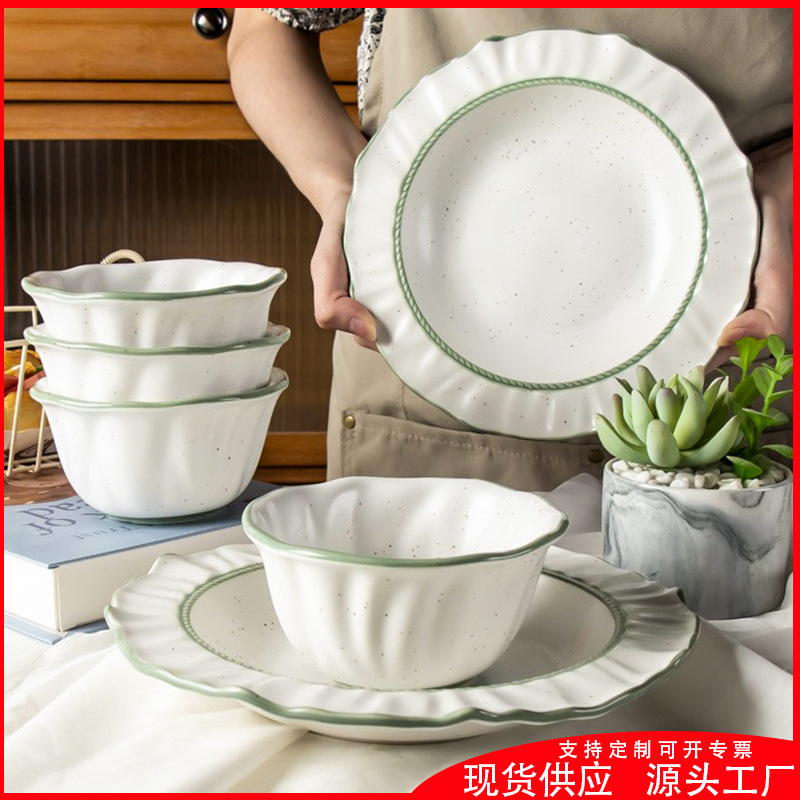Sesame Dot High-Quality Tableware Set, Household Ceramic Bowls and Plates, Housewarming Gift, Ins-Style Fresh and Simple Sesame Dot High-Quality Tableware Set, Household Ceramic Bowls and Plates, Housewarming Gift, Ins-Style Fresh and Simple