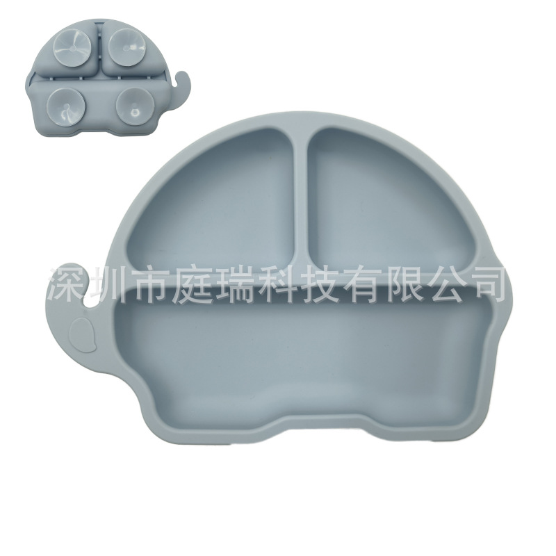 Plato para niños plato de rejilla de silicona cuadrado plato de suplemento de alimentos para bebés integrado tres Placa de rejilla lechón resistente a la caída de calidad alimentaria