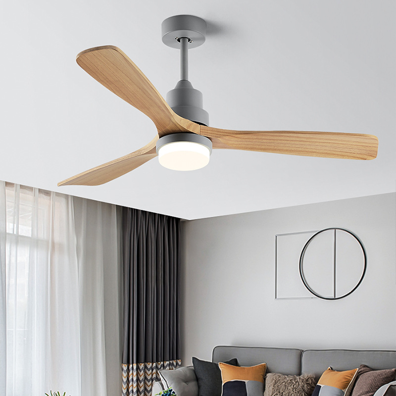 Nordic solid wood ceiling fan lamp, suitable for study room, dining room, electric fan lamp, simple industrial export, commercial, American retro living room lamp