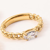 Chain, zirconium, ring with stone stainless steel, 750 sample gold