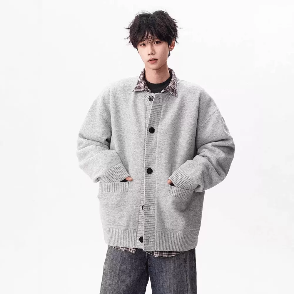 美式潮牌慵懒风开衫毛衣男2025春秋季新款宽松百搭休闲针织衫外套