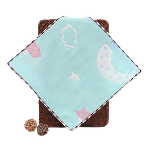 Pure Cotton Kids Scarf with 40-Stitch Embroidery and 25*25cm Size