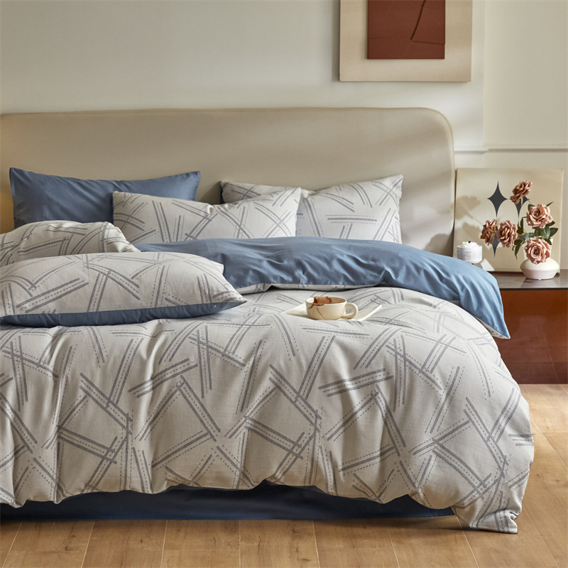 Nuevo tipo A piel de algodón doble cara teñido Jacquard flor simple cuatro piezas de sábanas fabricantes al por mayor