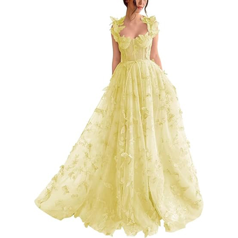 Europa y América vestido de noche para mujeres 2025 nuevo temperamento largo Amazon fiesta temperamento elegante vestido de playa de encaje