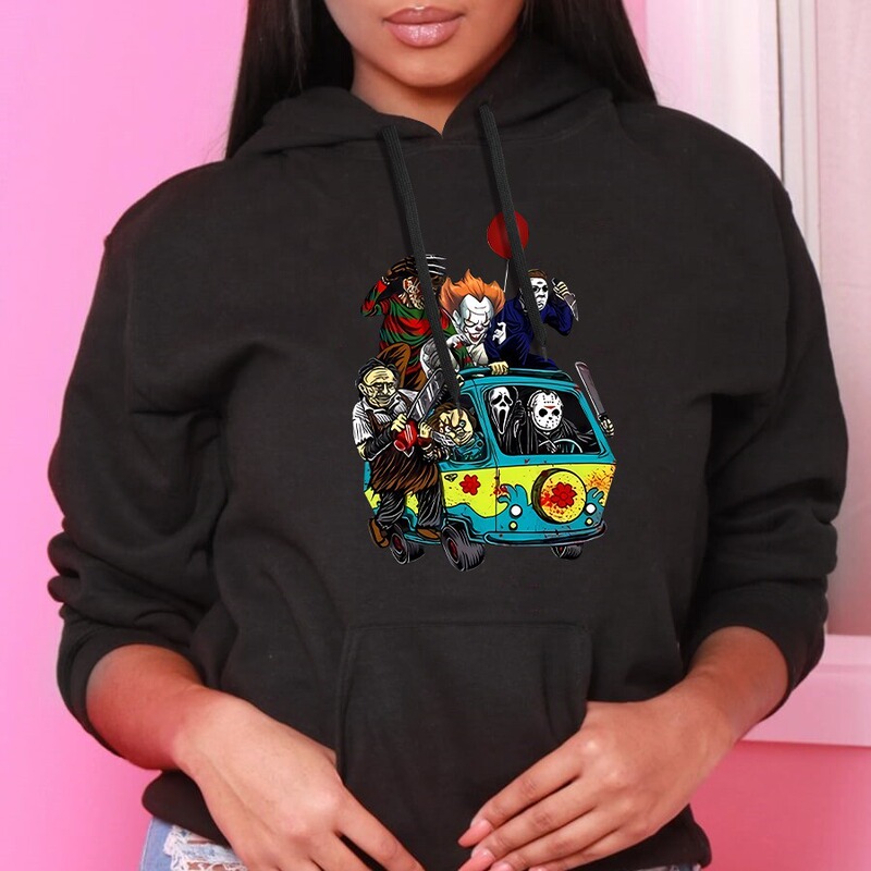 V0135 cross-border Amazon autumn and winter New European and American women's printed hooded casual loose sweater V0135 cross-border Amazon autumn and winter New European and American women's printed hooded casual loose sweater