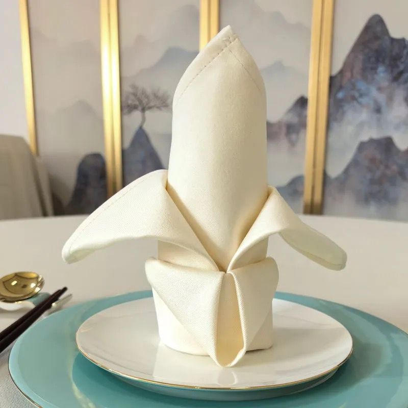 轻奢高档酒店装饰席巾棉感优雅包厢易折花西餐厅纯色|undefined