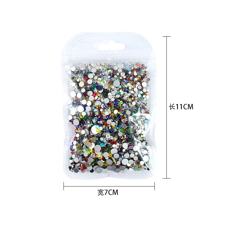 300 taladro de fondo plano tamaño mixto ab transparente taladro de vidrio color caramelo joyería de uñas taladro de uñas