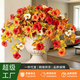 跨境欧式复古罗马柱仿真牵牛花户外婚礼摆件喇叭花高级感桌面装饰