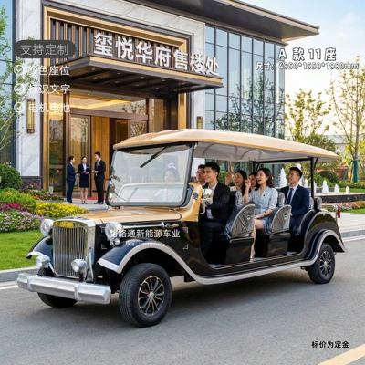 Elektrikli qolf avtomobilləri area shuttle car, hotel and - 11-semi-enclosed-seats