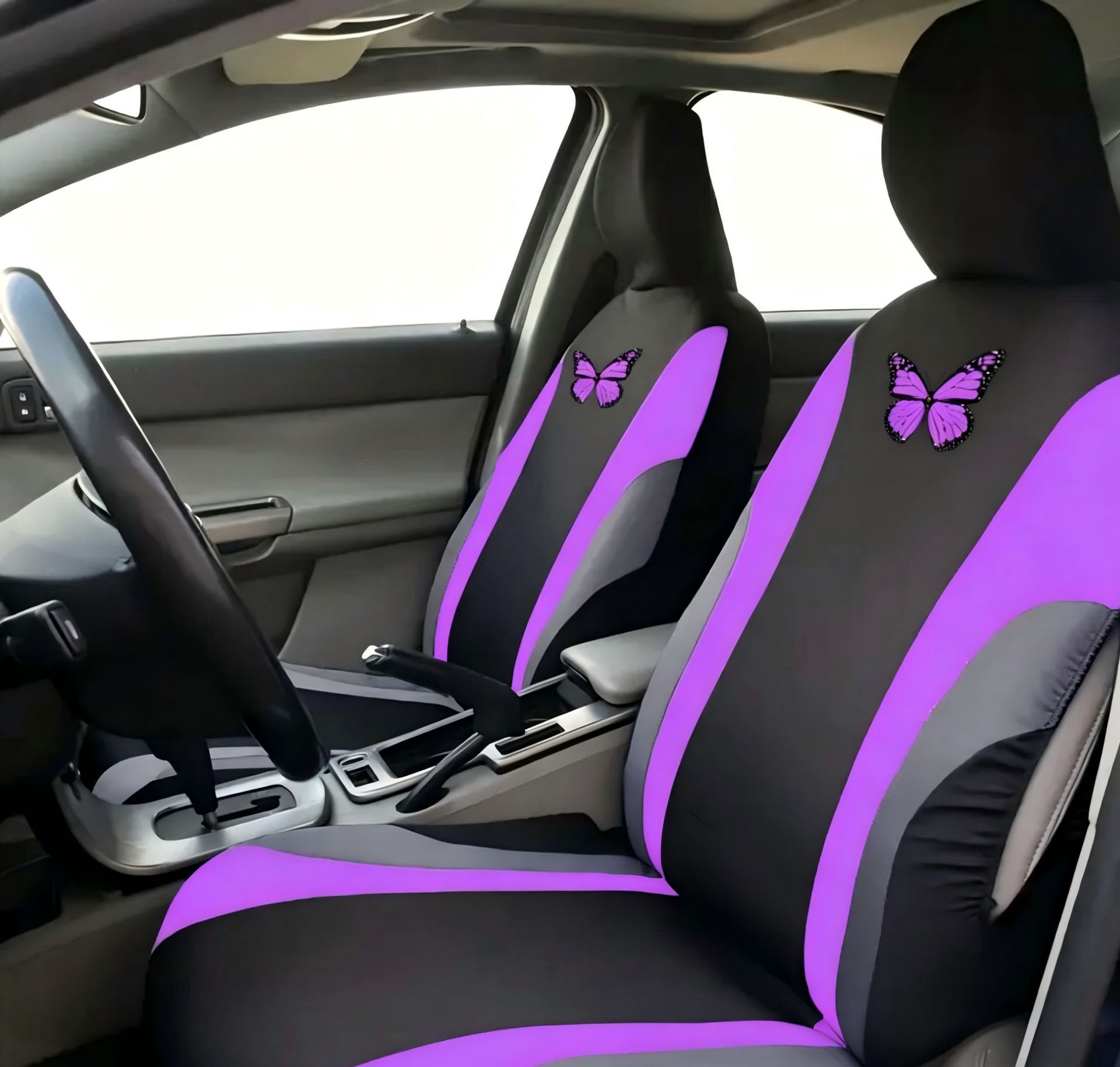 Cross-border bestseller: polyester mesh double-waistline butterfly car seat cover for five-seater, popular export model, suitable for all seasons