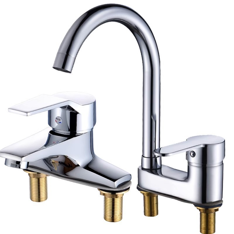 Todo cobre agua caliente y fría doble uso doble orificio lavabo grifos giratorios antiguo lavabo lavabo lavabo