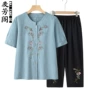 老人夏季妈妈棉麻开衫