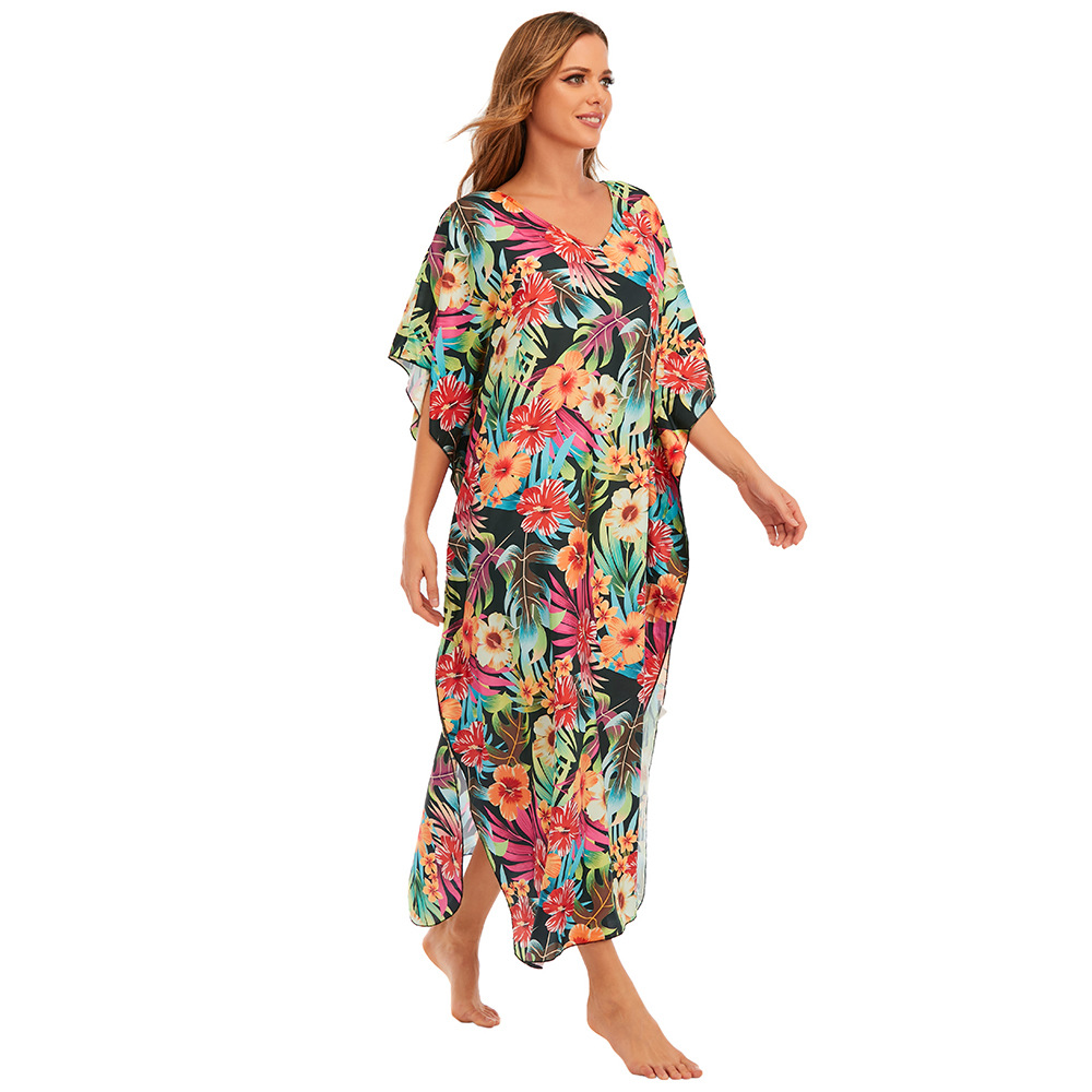 Beach cover-up impreso traje suelto vestido de fiesta bikini protección solar camisa traje de baño cover-up transfronterizo amazon HY