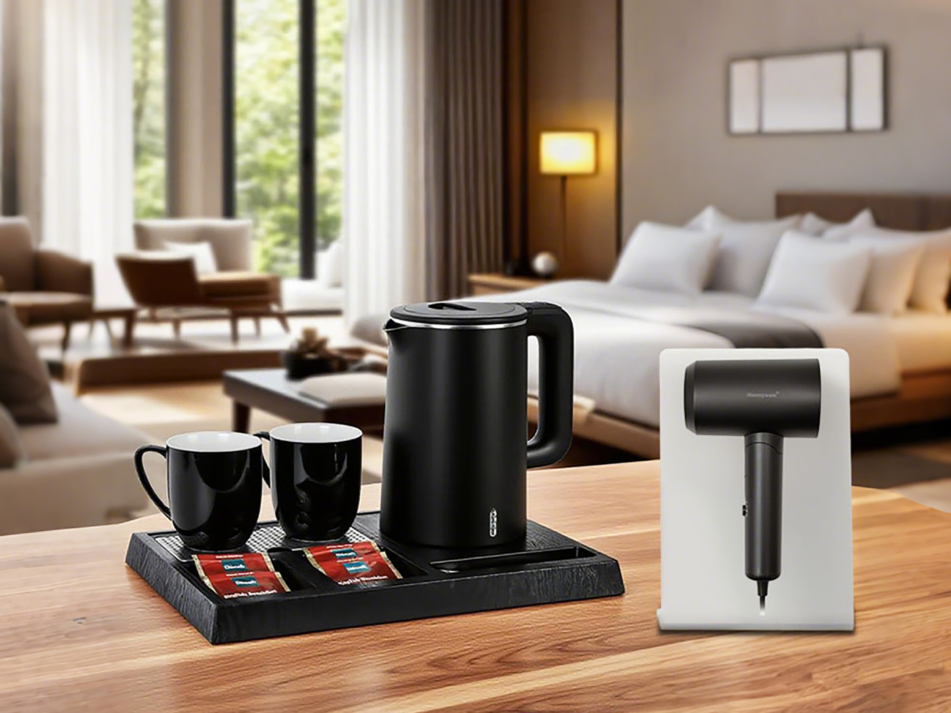 Honeyson pequeña capacidad hervidor eléctrico secador de pelo hotel apartamento habitación especial set de hervidor pequeño