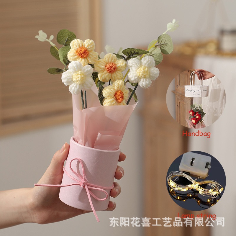 노란색 퍼프 5개 (핸드백 + 컬러풀한 스트링 조명)