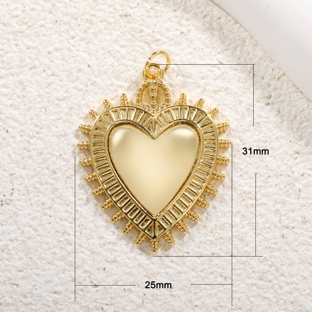1 Piece Copper Zircon Gold Plated Heart Shape Pendant display picture 3