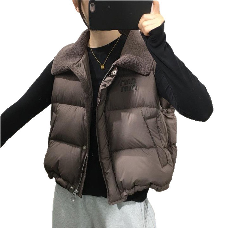 外贸羽绒棉马甲女2025年秋冬新款韩版宽松棉坎肩纯色马夹背心外套|undefined