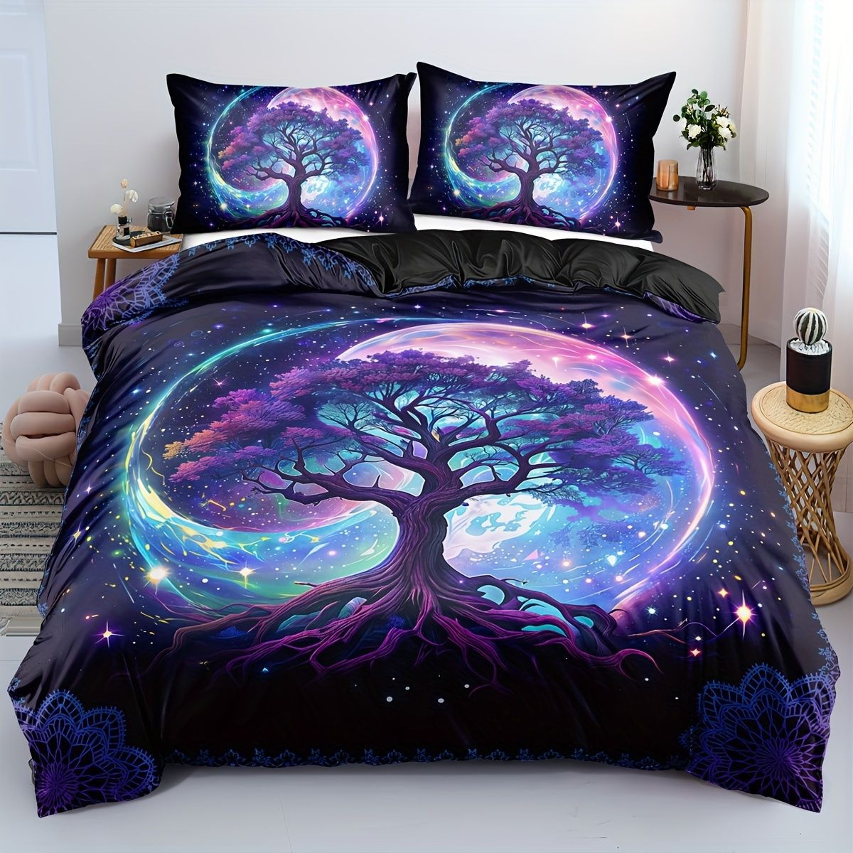 TEMU / JIT Fantasía Celtic Nudo Life Tree Moist Print Digital Kit de colcha de tela para el hogar