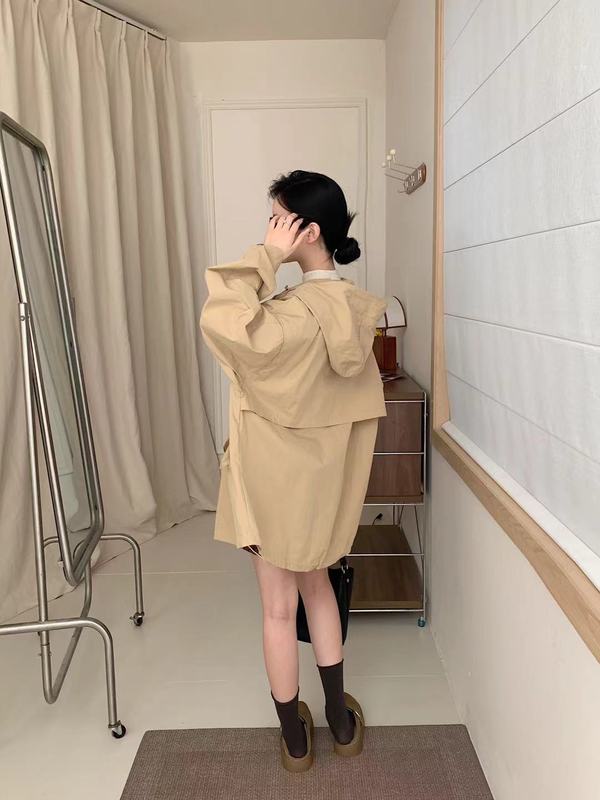 实拍 棉风衣2025秋季新款韩版简约休闲宽松中长款连帽外套大衣|undefined