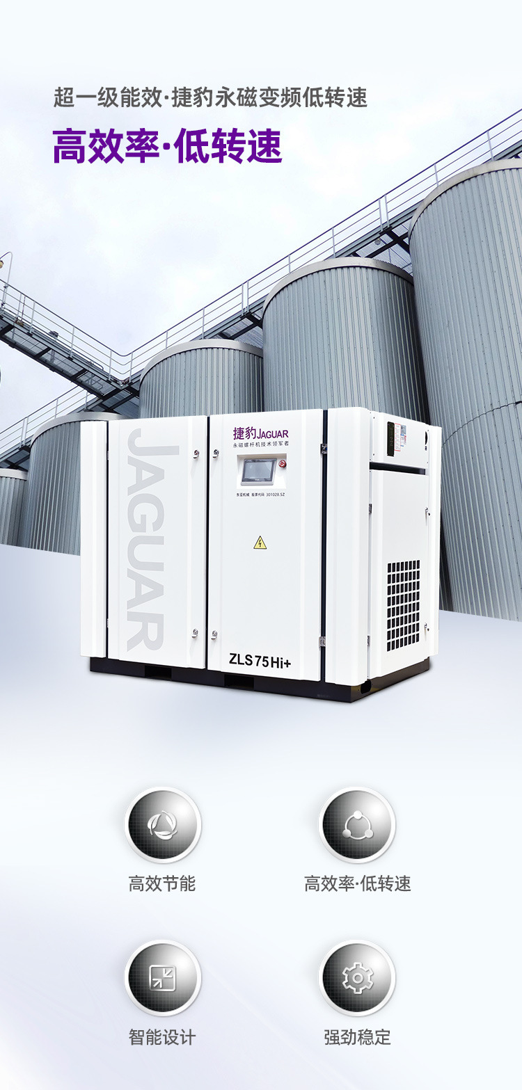 Jaguar Air Compressor 55Kw 75Hp 10 Cubic Meters 55 Kilowatt Screw-Type Air Compressor 10 Cubic Meters
