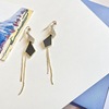 Silver needle, advanced white design earrings with tassels, silver 925 sample, high-quality style