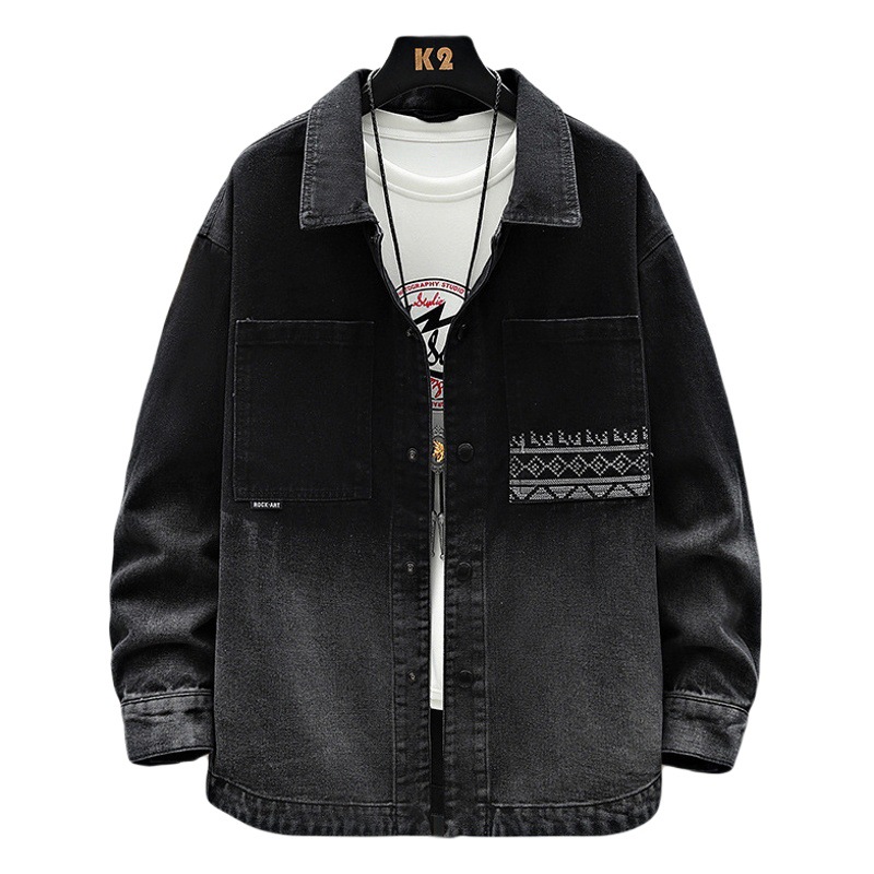 Retro LAVADO DE Primavera y Otoño Nueva capa de mezclilla de los hombres en apuros abrigo suelto de moda todo-fósforo camisa de la chaqueta superior