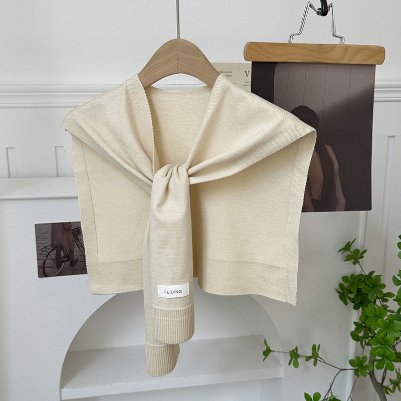 Versión coreana del chal de punto de color sólido, ropa de moda de alta gama, aire acondicionado, protección del cuello, protección solar, chaleco pequeño, bufanda cálida