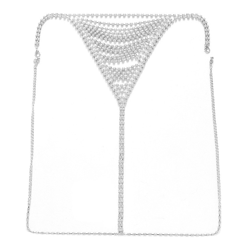 Europeo y americano transfronterizo caliente Cadena de pecho sexy moda discoteca playa fiesta rhinestone bikini Tanga cuerpo cadena image 1