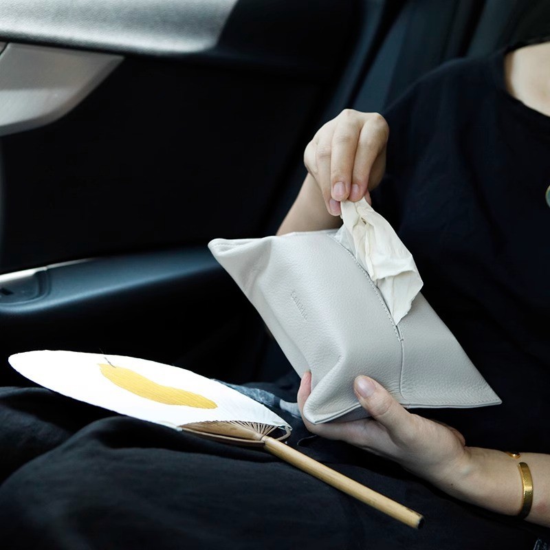 Leather Tissue Box Leather Tissue Storage Car Tissue Box Creative Seat Strap Car Hanging Tissue Paper