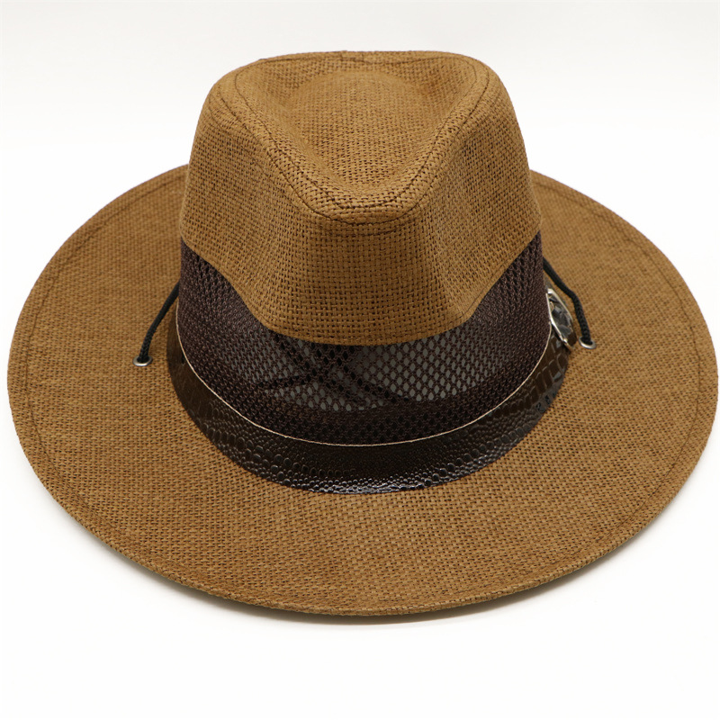 Men's Streetwear Color Block Flat Eaves Straw Hat display picture 1