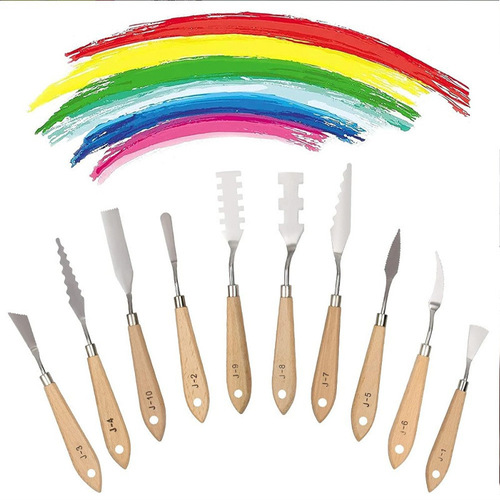 Art oil painting knife new stainless steel color scraper gouache paint scraper 5-piece set foreign trade cross-border supply