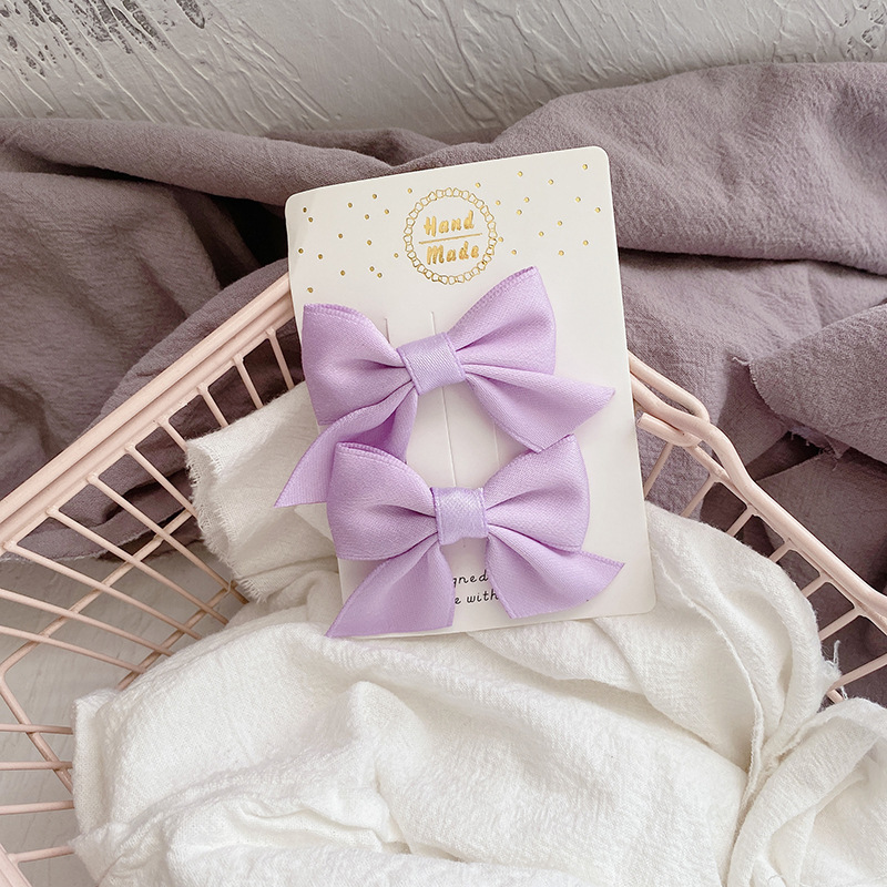 11g Weight Hair Clip Hair Accessories Type 1 Set Quantity Casual, Daily Occasion Solid Color, Bow Knot Pattern Girl'S Gender Cute, Korean Style Style Cute Handmade Fabric Bow Children's Side Clip Hairpin Summer Fresh Girl's Hairpin Hair Accessories 4