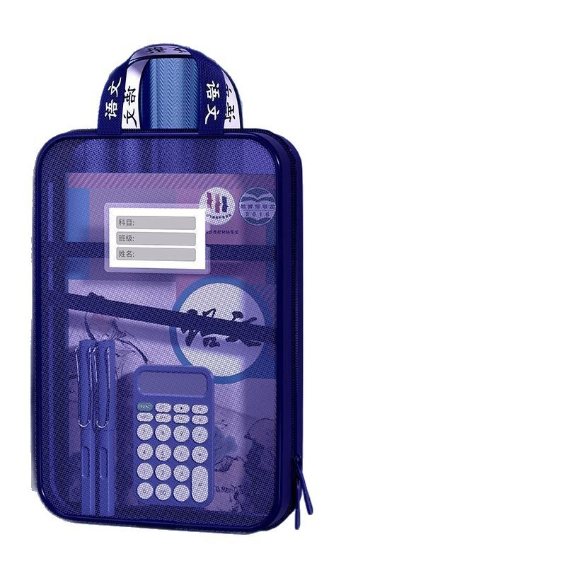 Bolsa de clasificación de sujetos en forma de L retro bolsas de archivo de mano tipo cremallera de malla de gran abertura bolsas de libros de estudiantes personalizadas