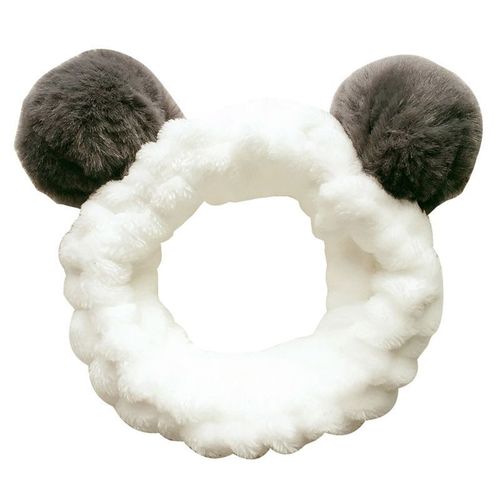 Simple hair tie headband face washing Korean cute fur ball internet celebrity panda hair set washing face mask anti-slip hair band 