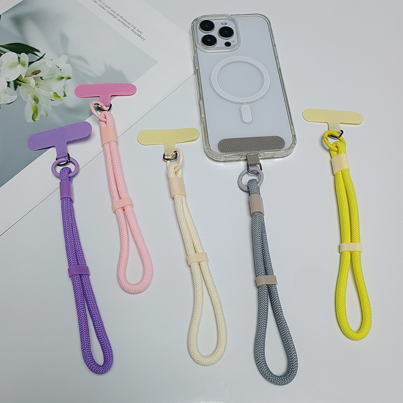 跨境编织可调节百搭手机手腕挂绳带夹片吊绳防丢短耐用纯色圆绳|undefined