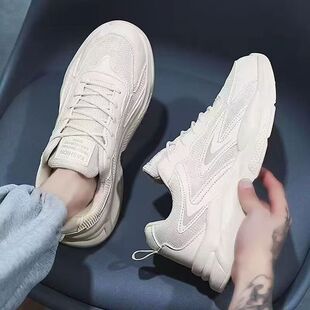 Summer Breathable Men's Shoes 2025 New Sports White Shoes Mesh Surface Casual White Torre Mesh Shoes Thick Sole Ins Trendy Shoes