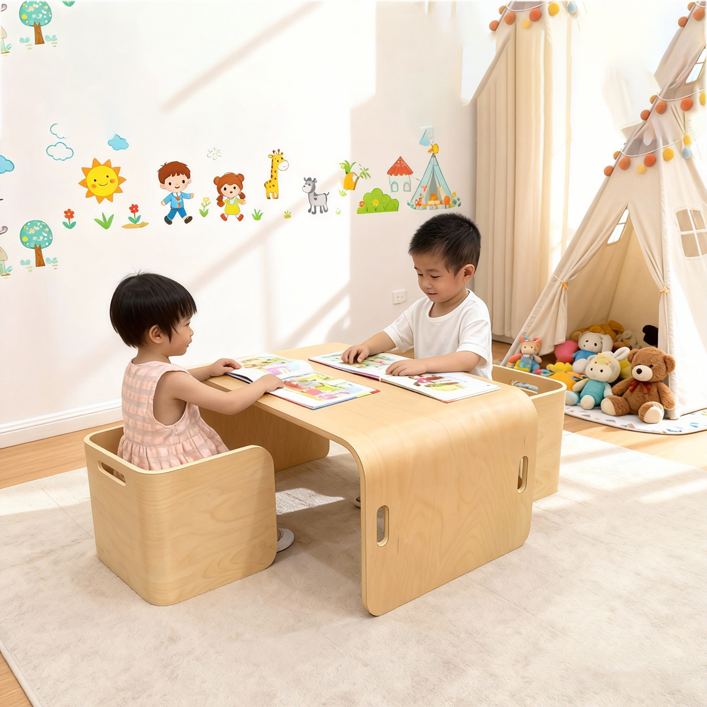 子供の赤ちゃんのテーブルと椅子のセット学習机子供の机のシンプルな家庭用机の字と椅子のセット