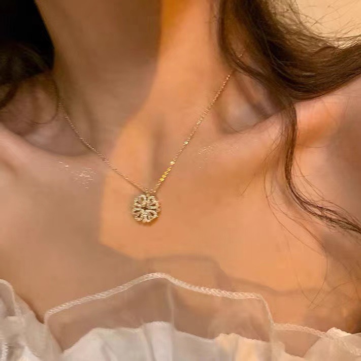 14g Weight Copper, Zircon Pendant Material Zircon Inlay Material Pendant Necklace Classification Titanium Steel Simple Style Inlay Heart Shape Zircon Pendant Necklace