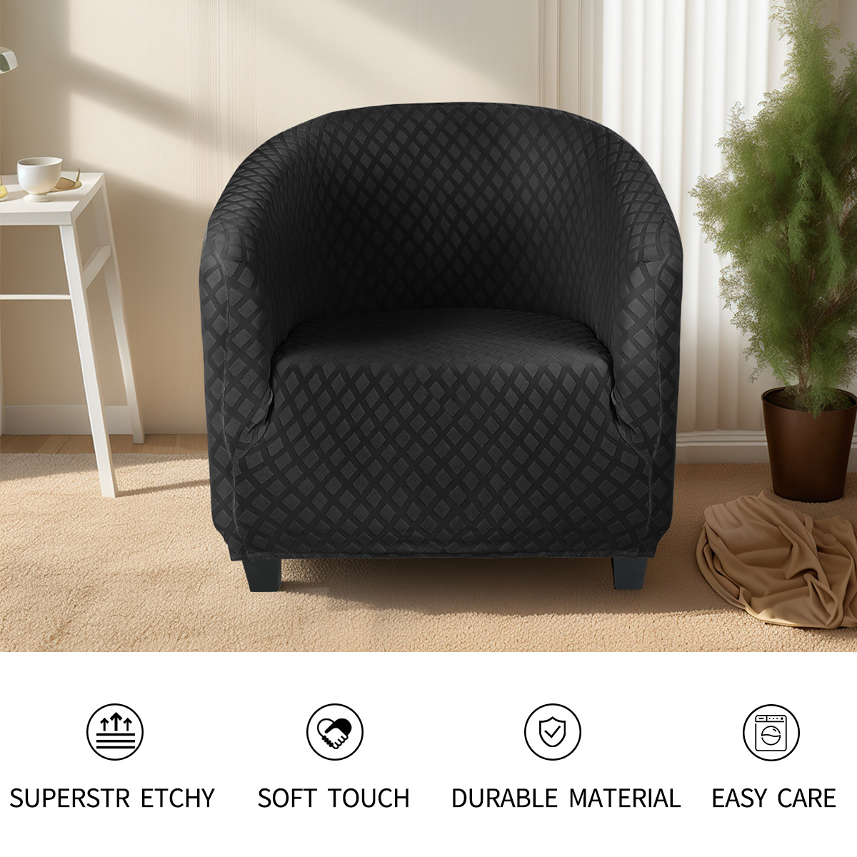 Amazon Jacquard transfronterizo diamante unido bañera sofá cubierta elástica tejido sólido fabricante de cubierta de sofá único