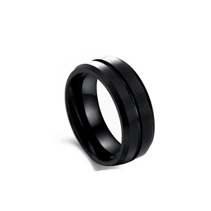 European And American Fashion New Ring Frosted Classic Black Stainless Steel Ring Index Finger Personalized Ring display picture 1