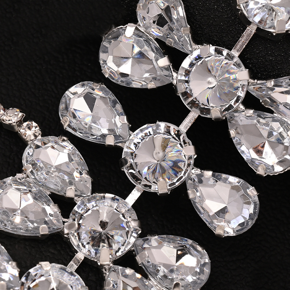 Amazon caliente multicapa cadena de cabello exagerada tocado de diamante accesorios de moda para mujeres cadena de cabello