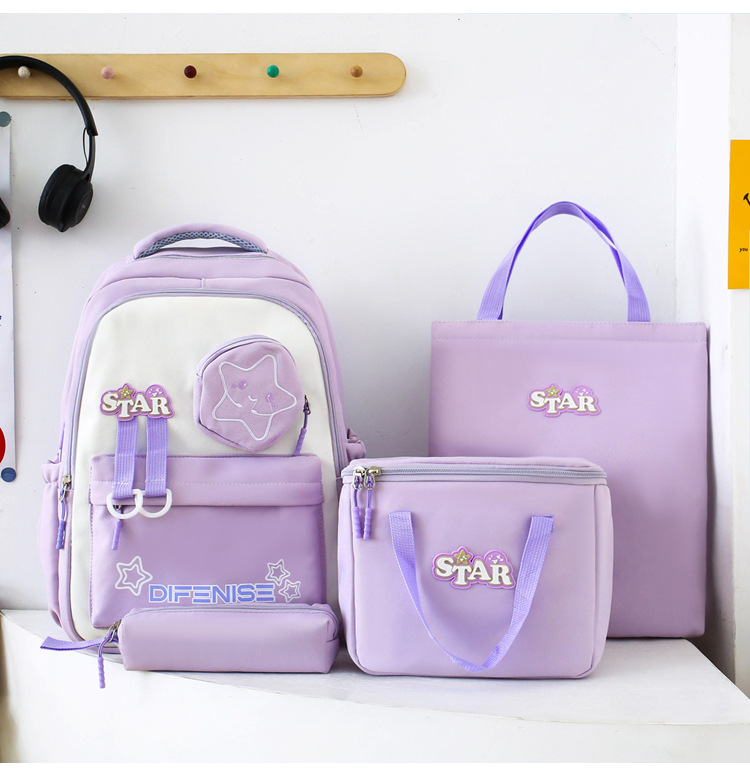 Kids Backpacks Primary And Secondary School Students Fashionable And Trendy, Insulated Lunch Bag, Large Capacity, Four Piece Set, Casual Backpack_voghion.com