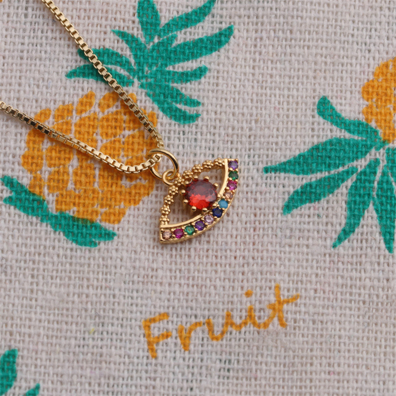 Copper Gold-Plated Zircon Jewelry European and American Cross-Border Retro Turkish Eye Necklace Fema