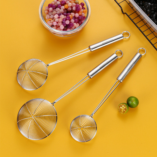 304 Stainless Steel Pearl Strainer Spoon Household Baby Food Line Strainer Kitchen Tool Milk Tea Shop Spoon Strainer Hot Pot Spoon