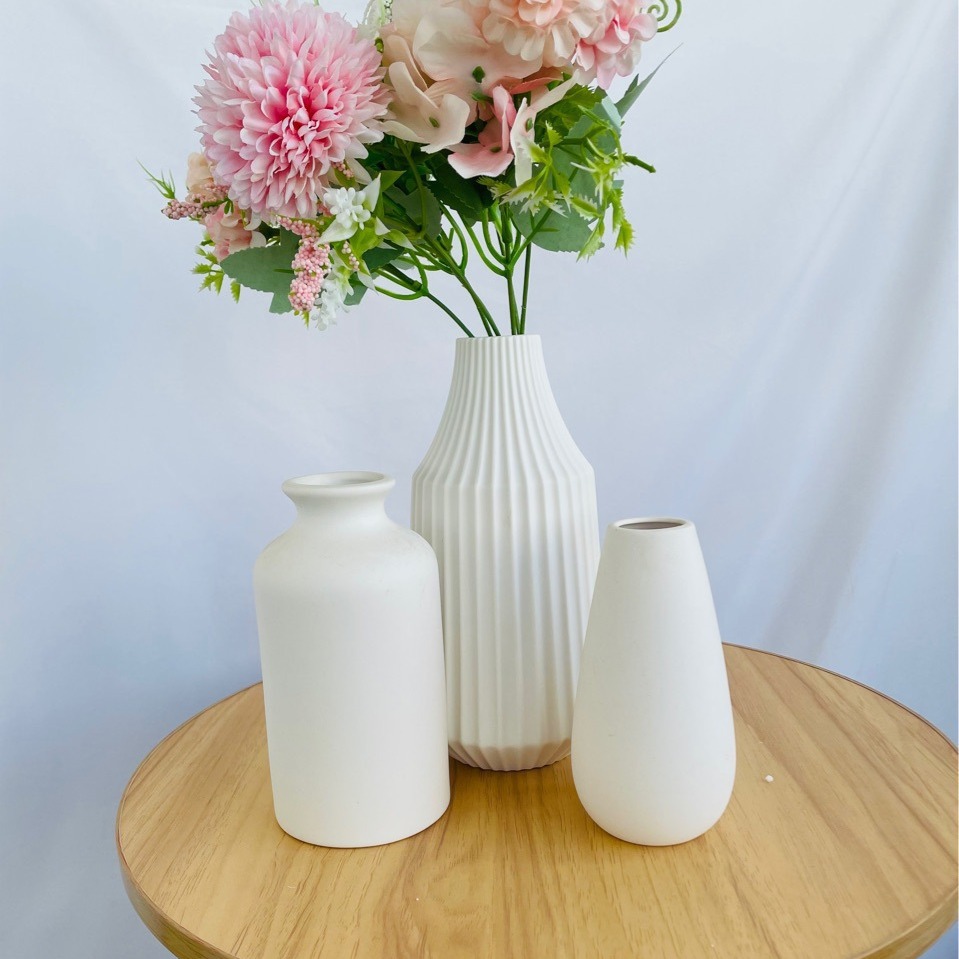 Jarrón de cerámica blanco puro para uso doméstico, jarrón simple para plantas hidropónicas, jarrón decorativo, superventas transfronterizo, estilo fresco