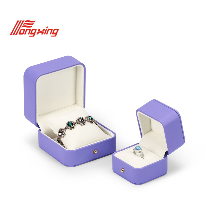 Caja de joyería azul de moda exquisita anillo collar pendientes joyería caja de almacenamiento pulsera de cuero pu