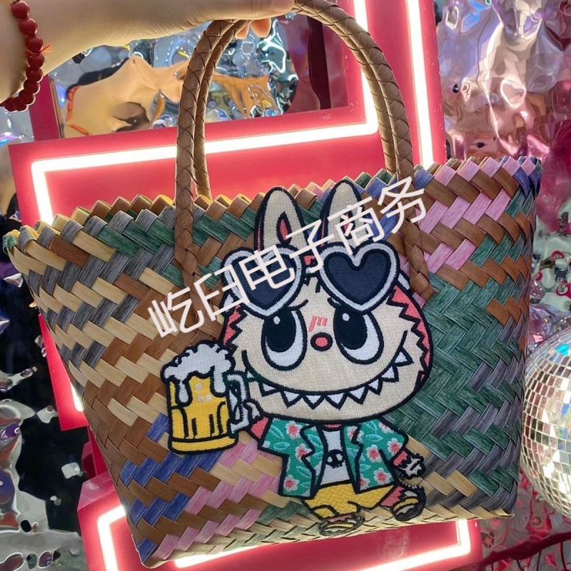 高品質手織りかわいいウサギ日本の漫画の出っ歯ラブブ女性のショルダーバッグハンドバッグ|undefined